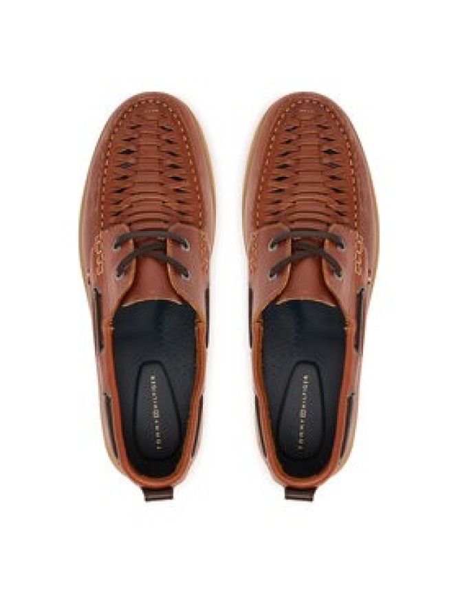 Tommy Hilfiger Półbuty Hilfiger Braided Lth Boat Shoe FM0FM05892 Brązowy