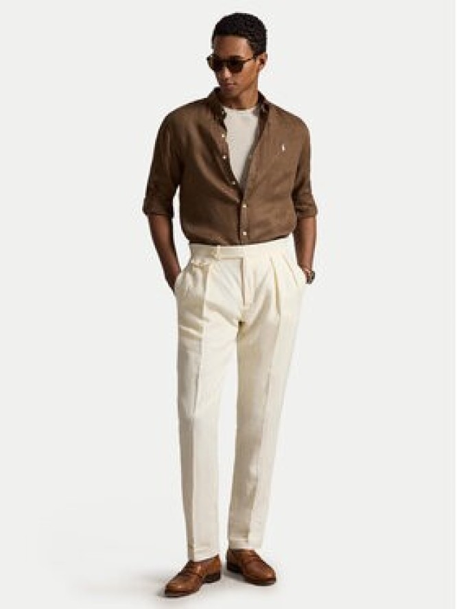 Polo Ralph Lauren Koszula 710968915500 Brązowy jasny Slim Fit