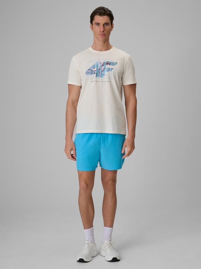 4F T-shirt regular z nadrukiem męski - biały S