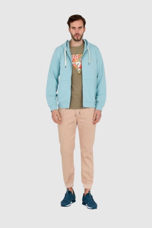 GUESS Turkusowa męska bluza rozpinana slim fit, Rozmiar S