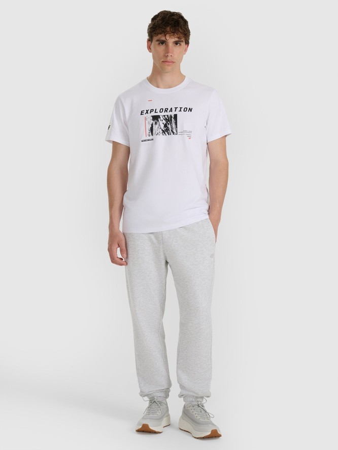 4F T-shirt regular z nadrukiem męski - biały 3XL