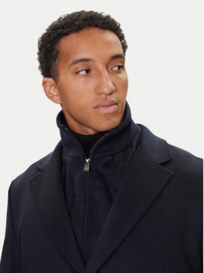 BOSS Płaszcz wełniany H-Jared 50551085 Granatowy Regular Fit