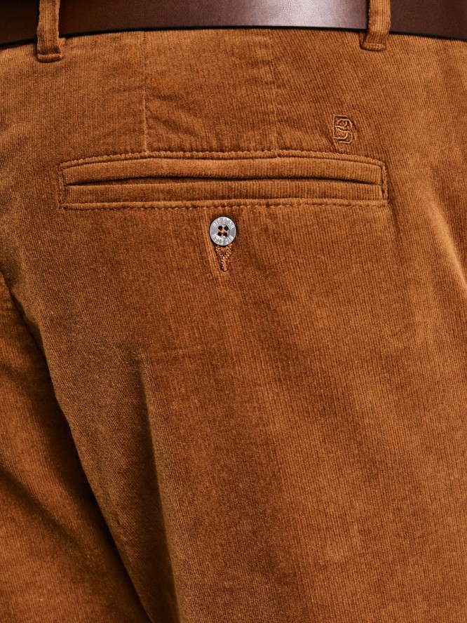 Spodnie męskie chinosy sztruks brązowe Trevis 802
