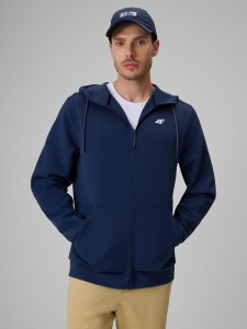 4F Bluza dresowa regular z kapturem męska - granatowa S