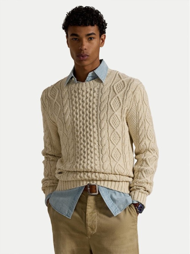 Polo Ralph Lauren Sweter 710917054003 Beżowy Regular Fit