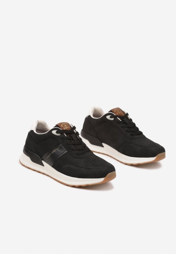 Czarne Buty Sportowe Sneakersy z Ozdobnym Napisem Zaliadne