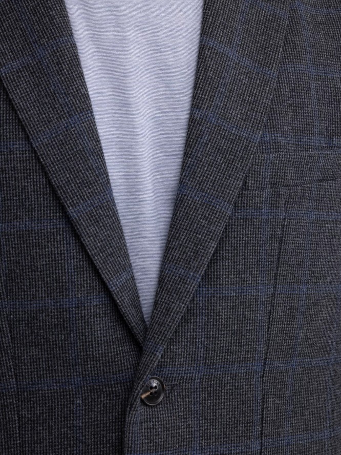 Marynarka męska w kratę z dodatkiem wełny szara Joseef 902