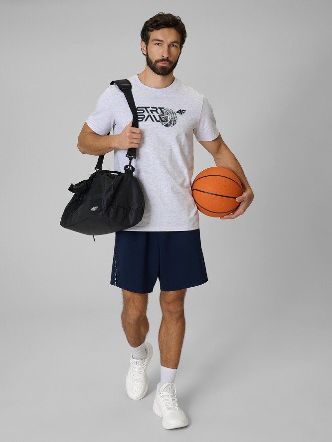 4F T-shirt regular z nadrukiem męski - szary XL