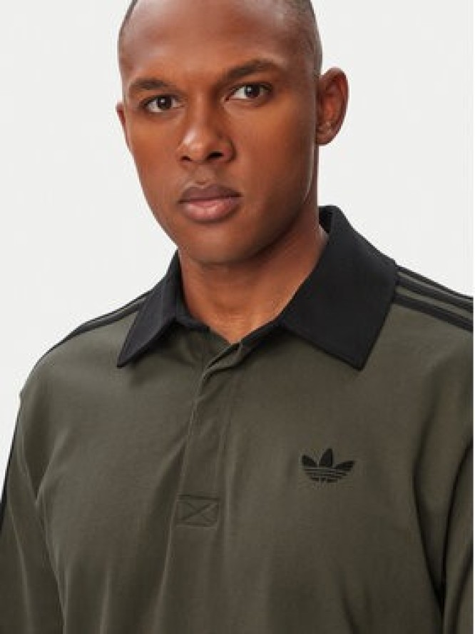 adidas Bluza 3-Stripes Rugby Longsleeve Polo KE4113 Khaki Regular Fit