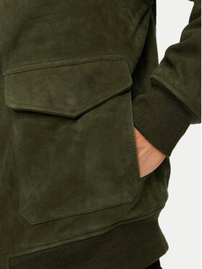 Schott NYC Kurtka skórzana LC2410S Zielony Regular Fit