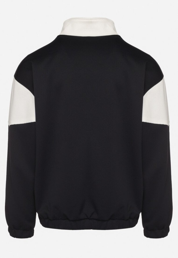 Biało-Granatowa Kurtka Ozdobiona Napisem Fonilia