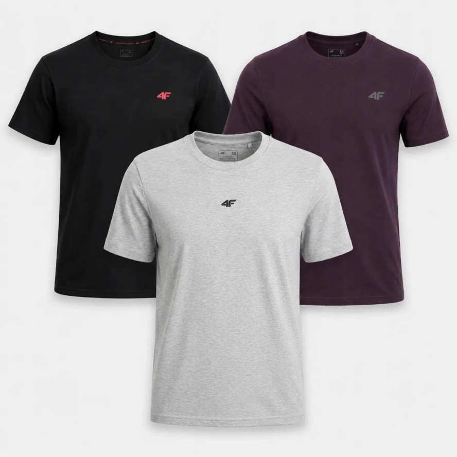 ZESTAW T-SHIRT MĘSKI 4F KOMPLET KOSZULEK 3PAK