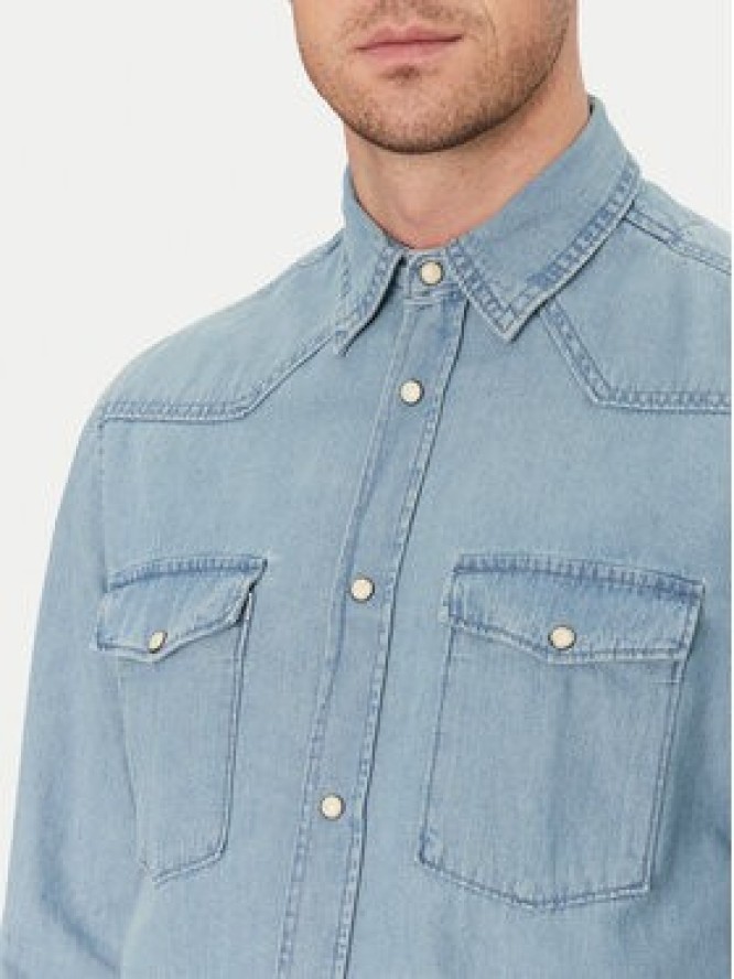 INDICODE Koszula jeansowa Ask 20-605 Niebieski Slim Fit