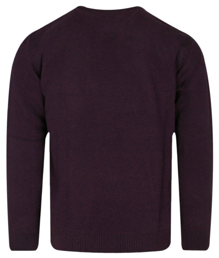 Sweter Bordowy w Okrągły Dekolt, U-neck, Męski -TRIKKO
