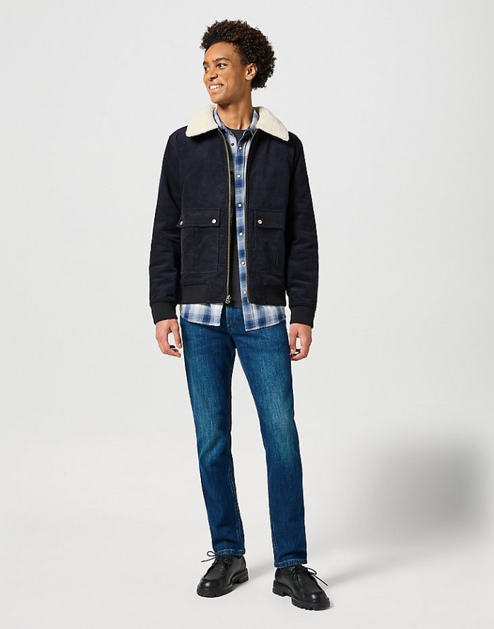 MĘSKA KURTKA PRZEJŚCIOWA WRANGLER CORDUROY AVIATOR BLACK 112357270