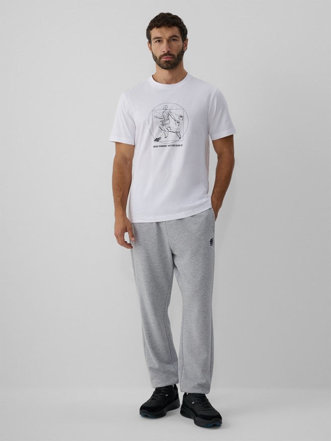 4F T-shirt regular z nadrukiem męski - biały XXL