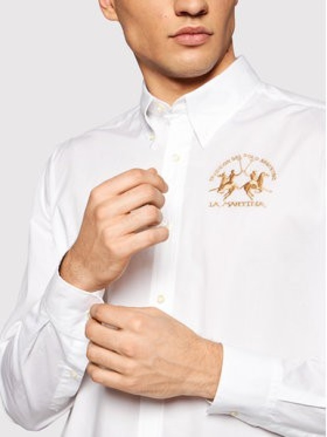 La Martina Koszula Poplin CCMC01 PP003 Biały Regular Fit