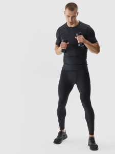 4F Legginsy treningowe ze średnim stanem męskie - czarne XL
