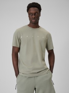 4F T-shirt regular z nadrukiem męski - zielony 3XL