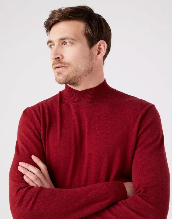 WRANGLER SEASONAL KNIT MĘSKI SWETER GOLF RHUBARB RED W8D12PXRO 112321350