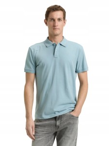 T-SHIRT KOSZULKA POLO MĘSKA TOM TAILOR BAWEŁNIANA GŁADKA NIEBIESKA