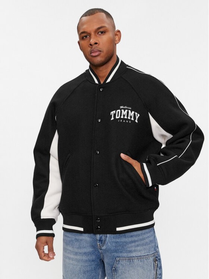 Tommy Jeans Kurtka bomber Tjm Wool Varsity Bomber DM0DM17884 Czarny Regular Fit
