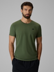 4F T-shirt slim gładki męski - khaki XXL
