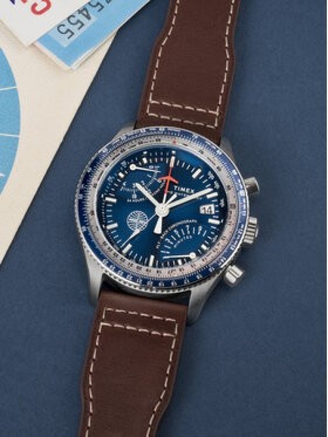 Timex Zegarek Fly Back Chronograph x Pan Am® TW2W97200 Brązowy