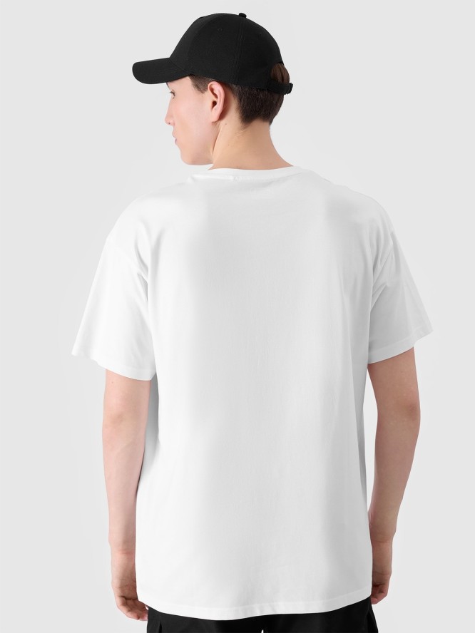 4F T-shirt oversize z nadrukiem męski - biały XXL