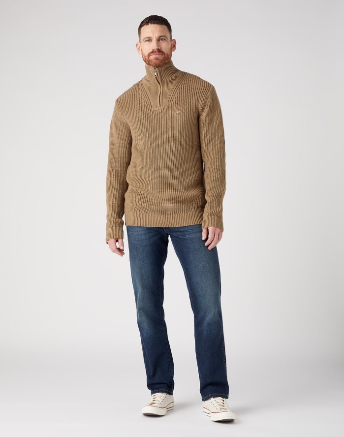 WRANGLER MĘSKI SWETER HALF ZIP KNIT LEAD 112343105 W8D0016778