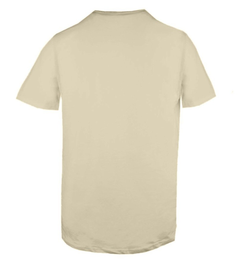 Beżowy Męski T-Shirt, Dekolt z Guzikami - Pako Jeans