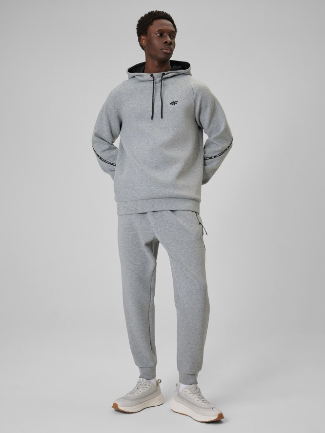 4F Bluza dresowa regular z kapturem męska - szara S