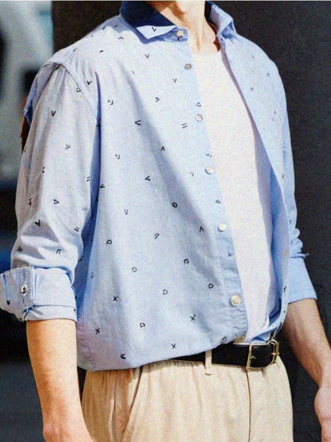 Koszula regular fit we wzory - błękitny