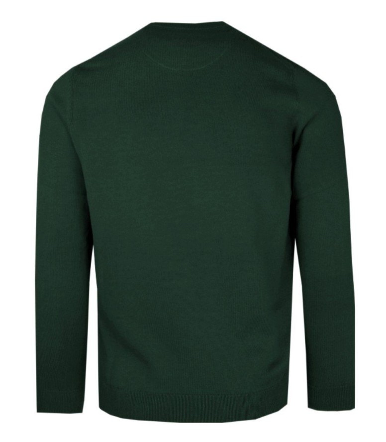 Bawełniany Sweter Pako Jeans - Okrągły Dekolt - Ciemnozielony