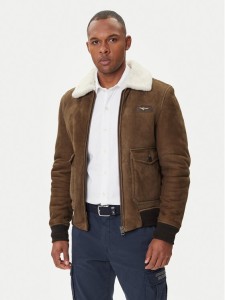 Aeronautica Militare Kurtka skórzana 252PN0163U100893 Brązowy Regular Fit