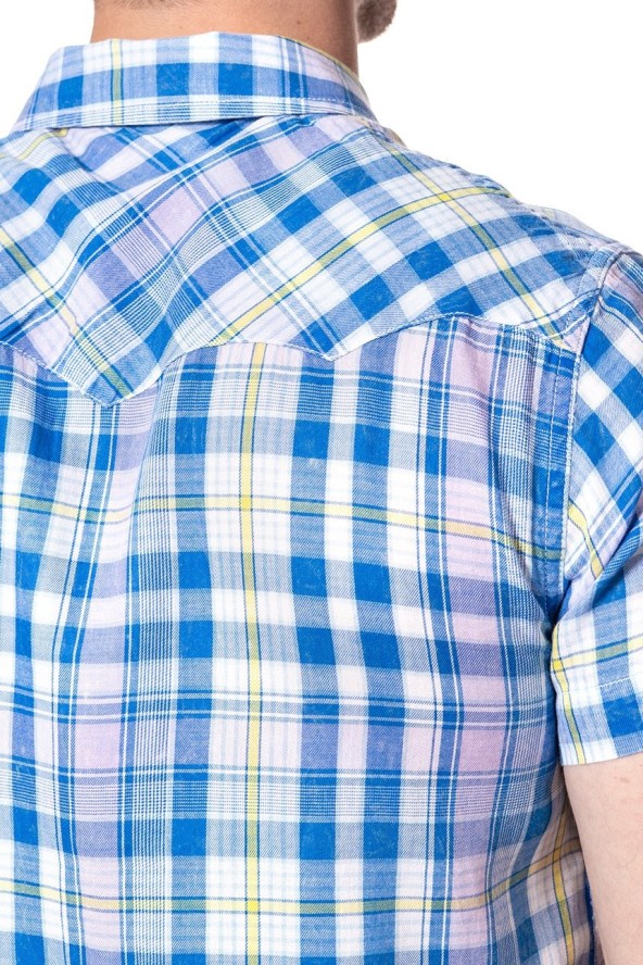 KOSZULA MĘSKA KRÓTKI RĘKAW WRANGLER SS WESTERN SHIRT TURKISH SEA W5A246D86 112130000