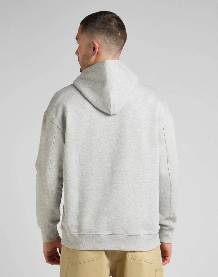 LEE HOODIE SEASONAL MĘSKA BLUZA KLASYCZNA Z KAPTUREM LOGO GREY MELE L84JRYMP 112322632