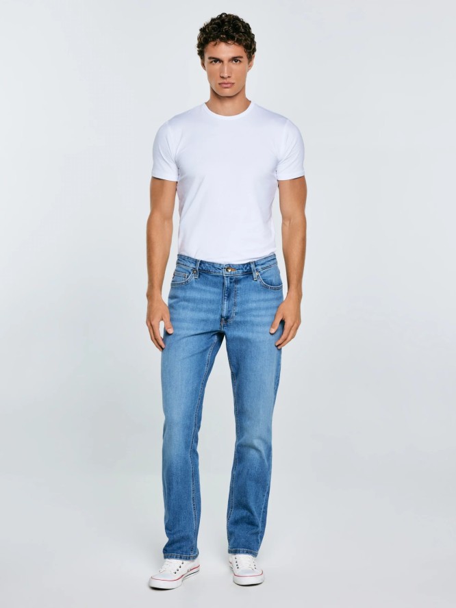 Jeansy męskie z prostą nogawką niebieskie Colt 234