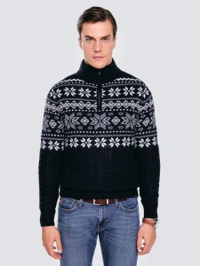 Sweter męski ze skandynawskim wzorem granatowy Kevino 403