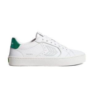 Sneakersy Cariuma Salvas White Premium Leather Ice Logo Metallic Green
