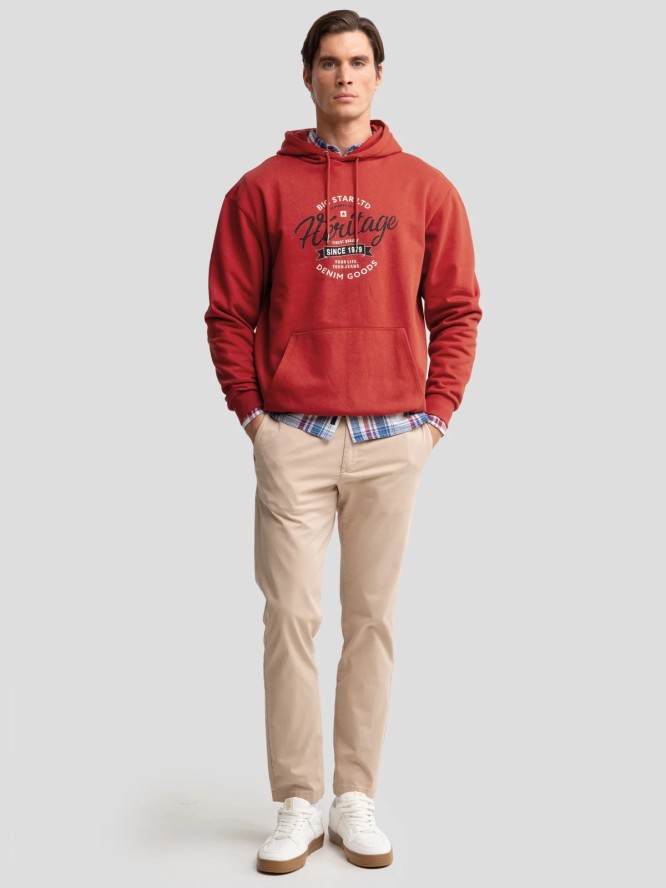 Bluza męska z kapturem z nadrukiem czerwona Herity 704