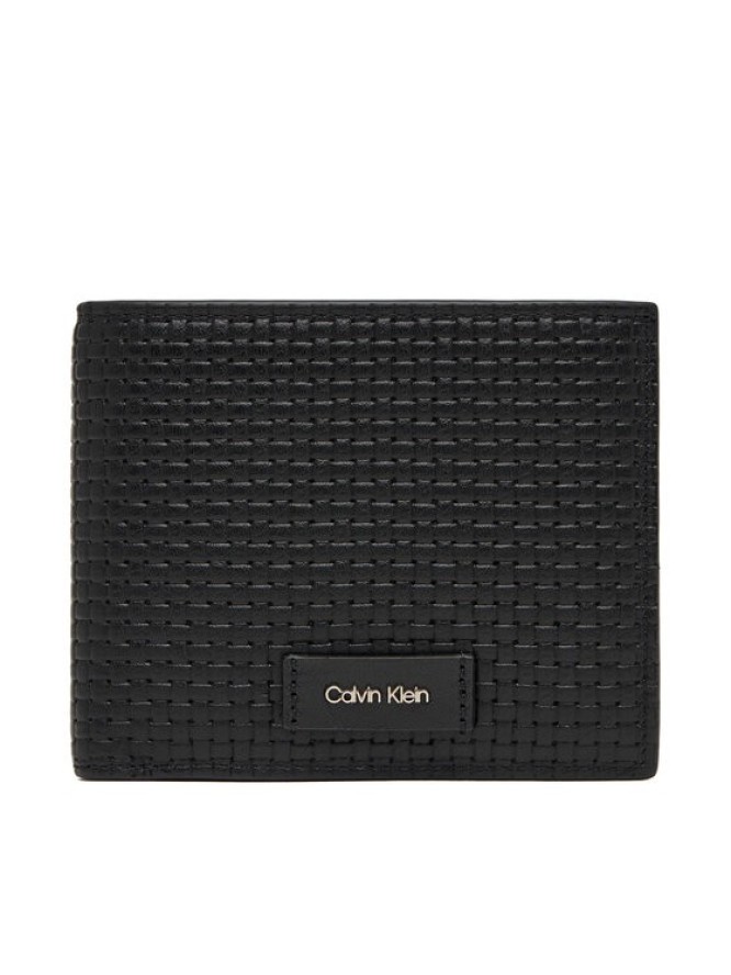 Calvin Klein Portfel Embossed Woven Billfold W/ Coin LV04D1125G Czarny