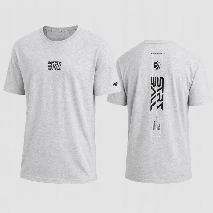 T-SHIRT MĘSKI 4F KOSZULKA SPORTOWA Z NADRUKIEM BAWEŁNIANA L M3334 SS26