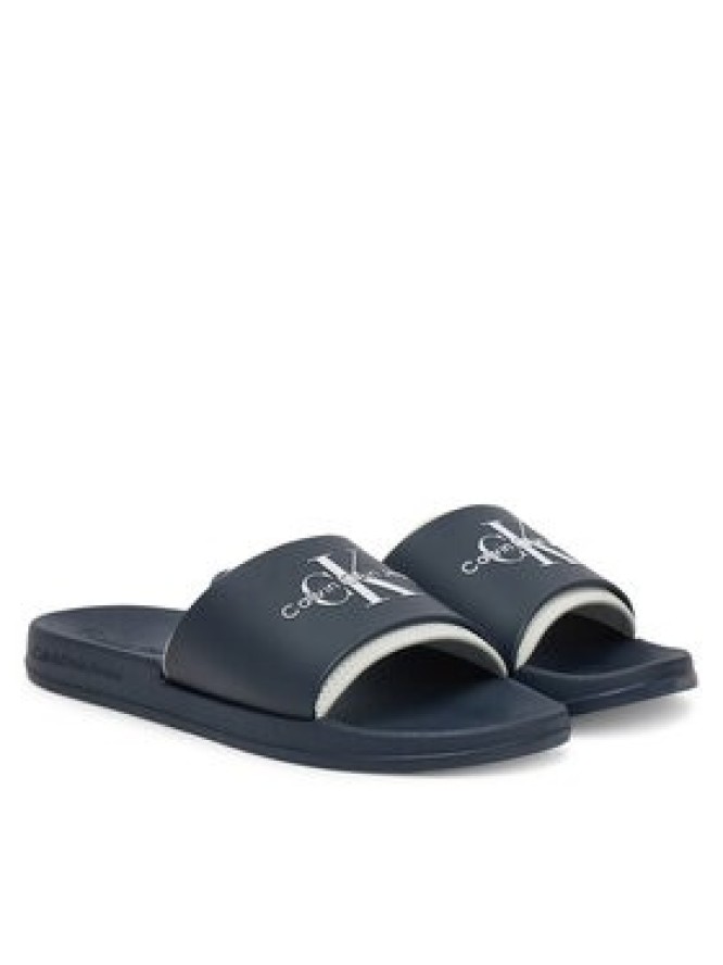 Calvin Klein Jeans Klapki Slide Rubber Neoprene Monologo YM0YM00361 Granatowy