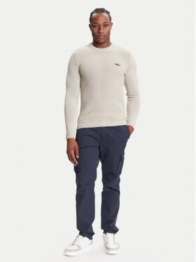 Aeronautica Militare Sweter 252MA1571UL00409 Beżowy Slim Fit