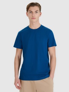 4F T-shirt regular z nadrukiem męski - turkusowy S