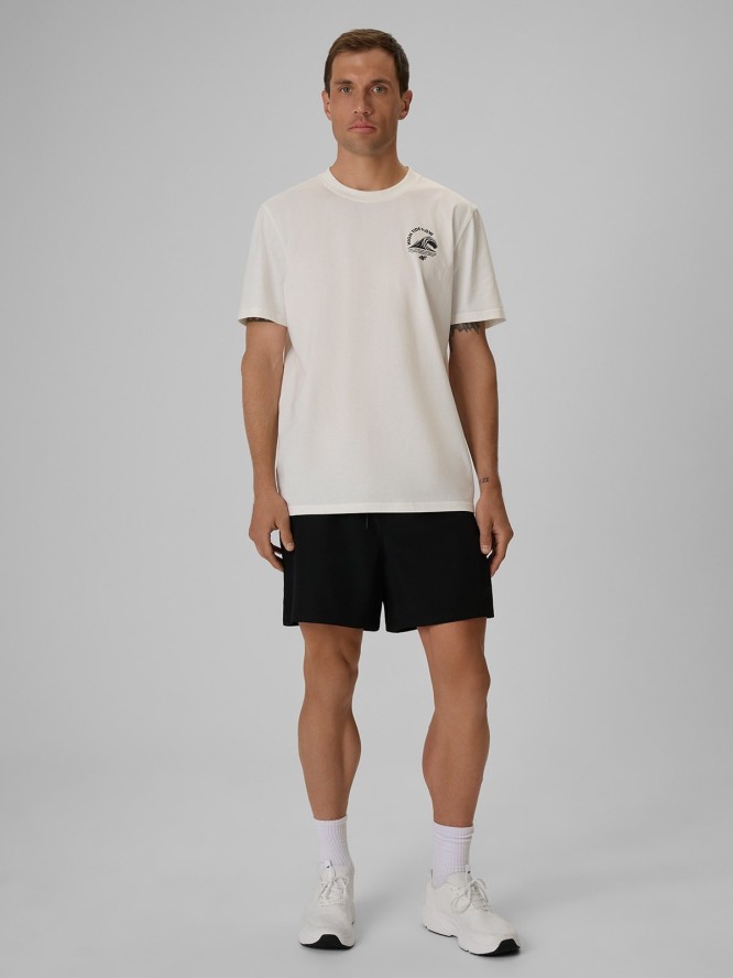 4F T-shirt relaxed z nadrukiem męski - biały S