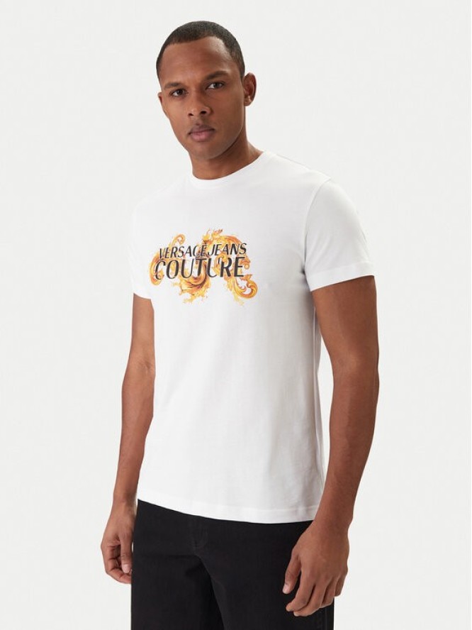 Versace Jeans Couture T-Shirt 80GAHE02 CJ00E Biały Regular Fit