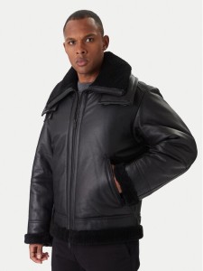 BOSS Kurtka skórzana Joglaci 50547560 Czarny Relaxed Fit