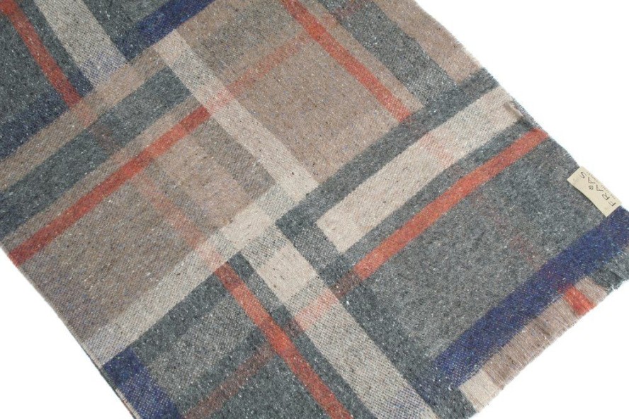 Męski Szalik z Wełną i Jedwabiem - V. Fraas - Popiel, Beż i Pomarańcz